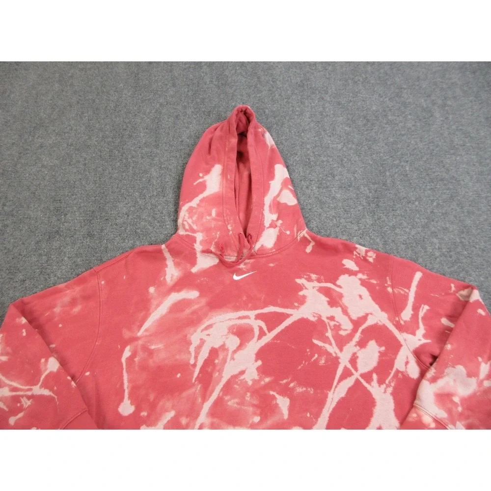 Nike Hoodie Womens Large‎ Pink White Tie Dye Center Swoosh Logo DJ7668-622